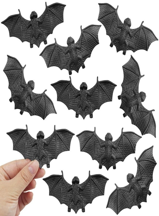 SaktopDeco 4 Inch Black Bats Halloween Decoration Mini 3D Bat Plastic Toy Party Artificial Bats for Crafts Creepy Scary Prank Toys - Image 1